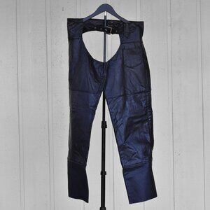 Diamond Plate Buffalo Leather Motorcycle Chaps Black Size XL